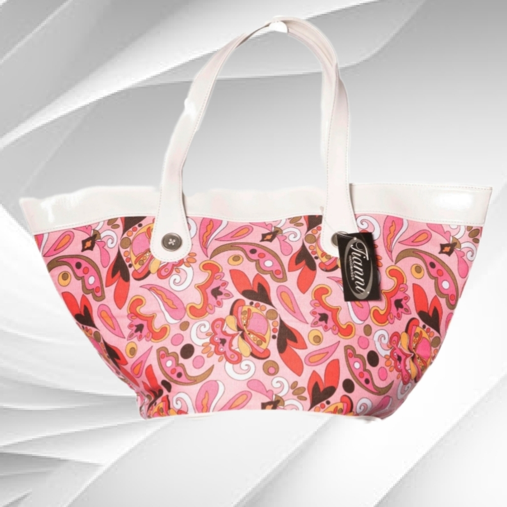 TIANNI ~ Pink And White Patterned Tote. NWT
